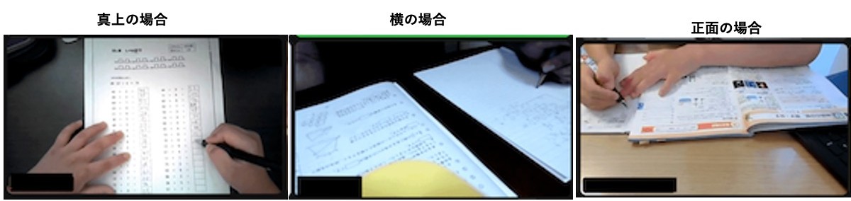 手元カメラの映り方3例(真上・横・正面)